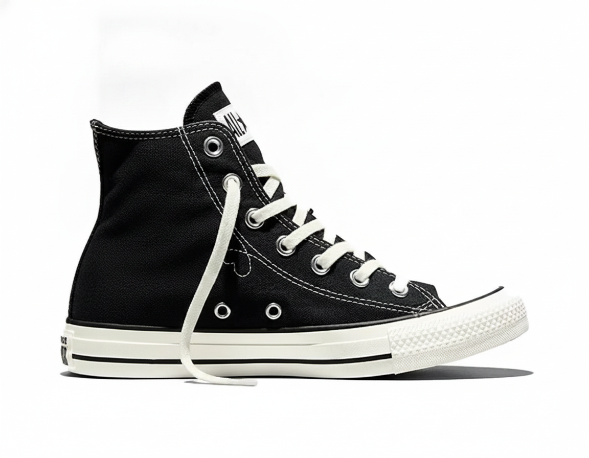 Zapatillas Casuales de Lona Mujer Negras con Cordones