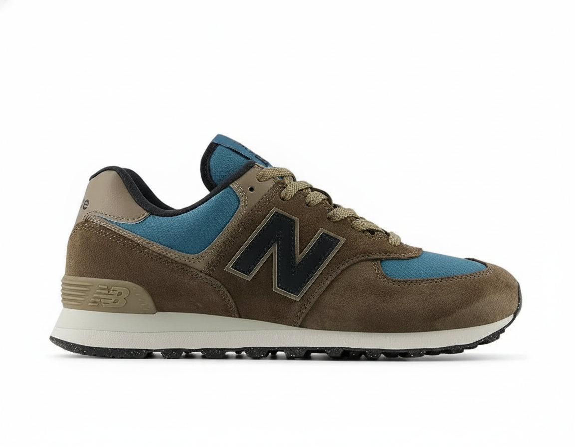 Zapatilla Urbana Clásica Hombre Café y Celeste