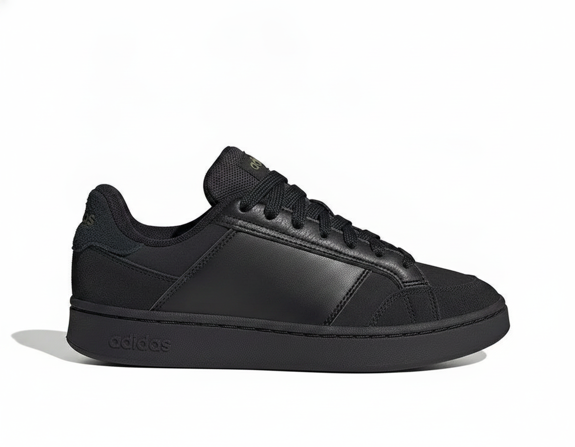 Zapatilla de Cuero Urbana Hombre Estilo Skate Negro
