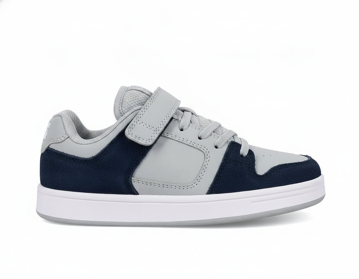Zapatilla Urbana para Niño con Velcro y Cordones Elásticos - Gris
