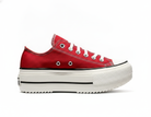 Zapatillas Casuales de Lona con Plataforma para Mujer - Rojas