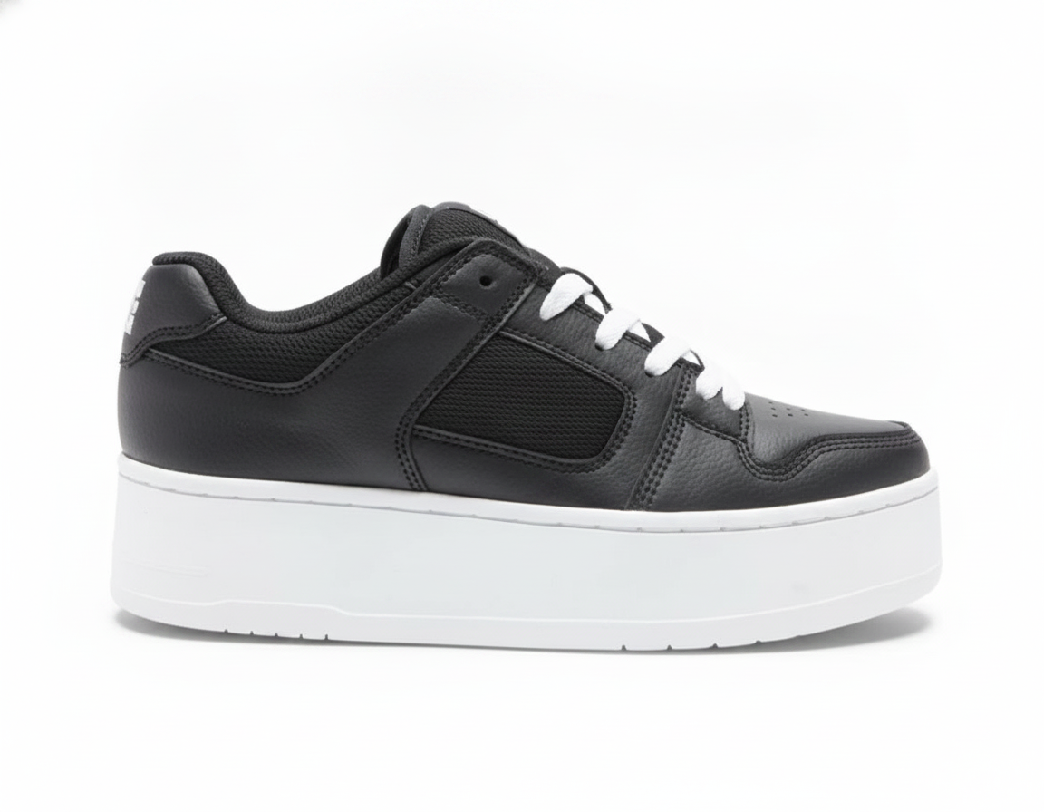 Zapatilla Urbana Plataforma en Cuero para Mujer - Negro