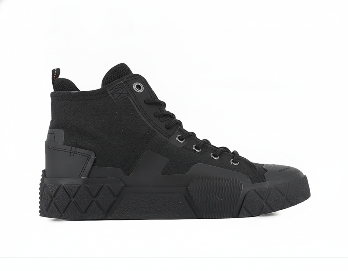 Botín Urbano Unisex de Lona con Suela Gruesa - Negro