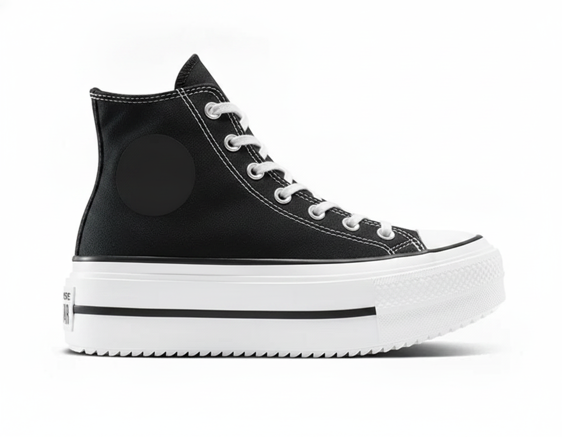 Zapatillas Casuales de Plataforma Con Caña Mujer Negro