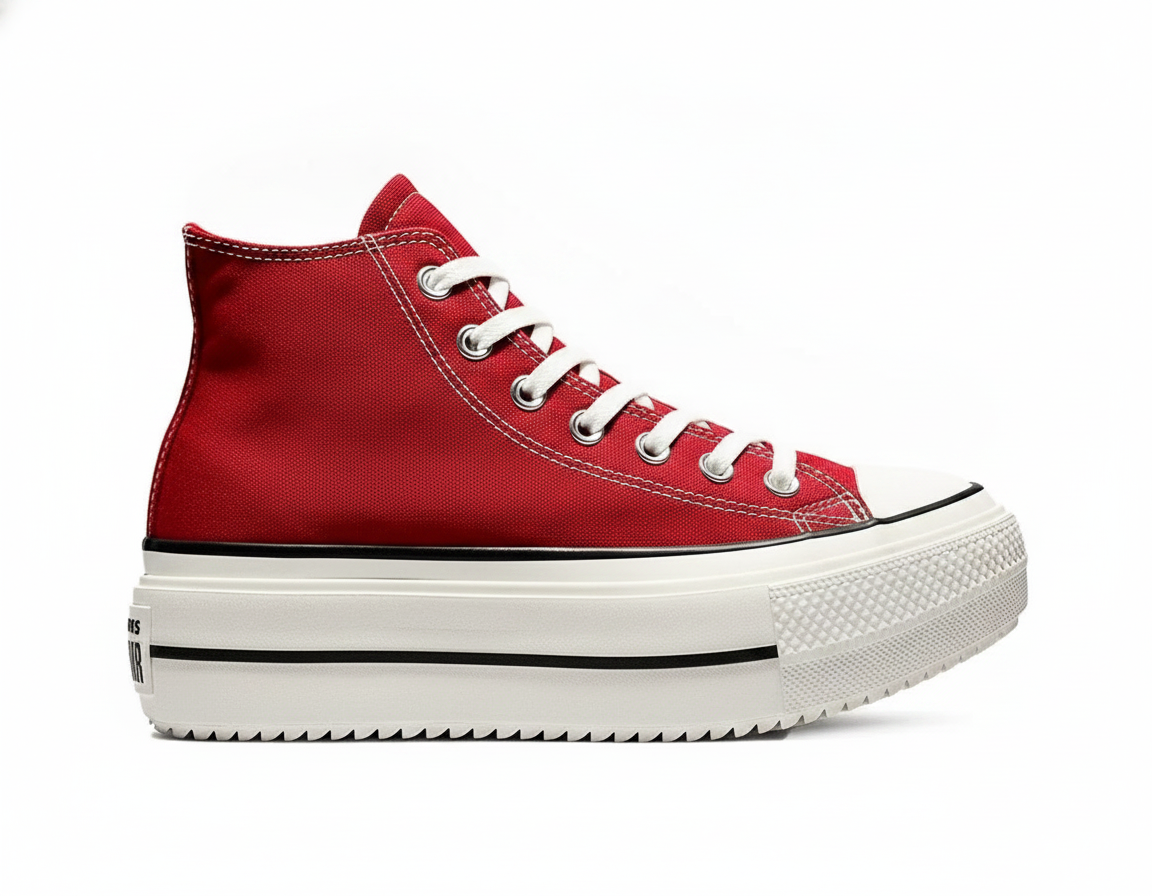 Zapatillas de plataforma caña alta para mujer - Rojo