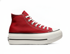 Zapatillas de plataforma caña alta para mujer - Rojo